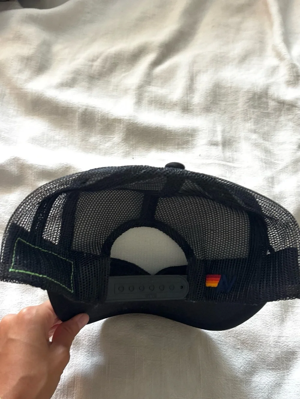 Aviator nation Black Trucker Hat with Red Heart & Yellow Lightning Patch